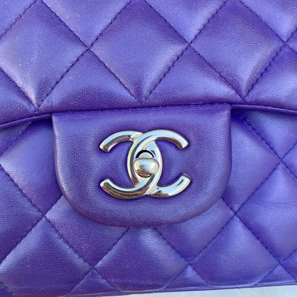 ⭐️JUMBO⭐️CHANEL classic Lambskin Jumbo double flap Lavender quilted silver chain - Picture 14 of 17